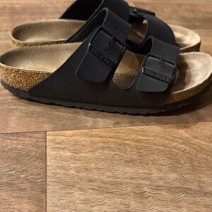Birkenstock Arizona Two-Strap Sandals in Black and Cork